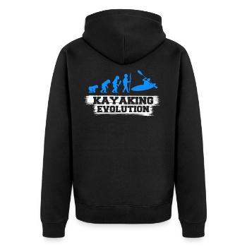 Kayaking Evolution - Unisex Premium Organic Zip Hoodie - black - Back - Nico (187cm)