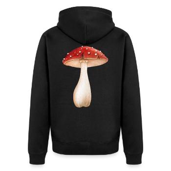 Fly Agaric Hippy T-shirt festival Psychedelic - Unisex Premium Organic Zip Hoodie - black - Back - Nico (187cm)