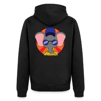 Tier cartoon Elefant gangster - Unisex Premium Bio Zip Hoodie - Schwarz - Hinten - Nico (187cm)