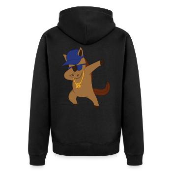 Horse comic dabbing cool - Unisex Premium Organic Zip Hoodie - black - Back - Nico (187cm)