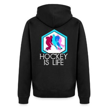 Hockey hockey field hockey - Unisex Premium Organic Zip Hoodie - black - Back - Nico (187cm)