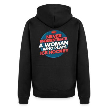 Ice hockey player ice hockey women - Unisex Premium Organic Zip Hoodie - black - Back - Nico (187cm)