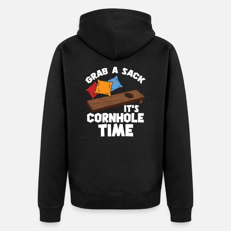 Cornhole / Blind Hole Game - It's Cornhole Time - Unisex Premium Organic Zip Hoodie - black