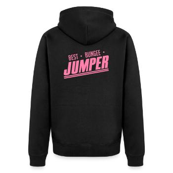Bungee Jumping - Unisex Premium Bio Zip Hoodie - Schwarz - Hinten - Nico (187cm)