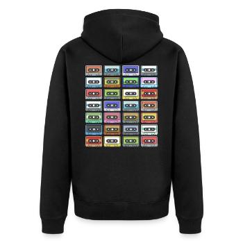 Cassettes 80s 90s - 80s 90s Retro Music Gift - Unisex Premium Organic Zip Hoodie - black - Back - Nico (187cm)