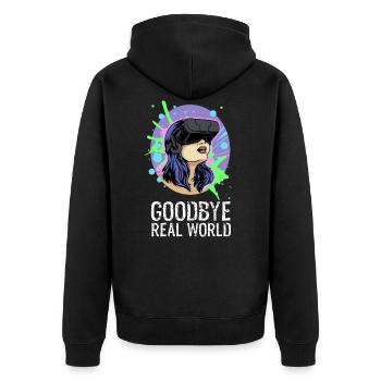 Virtual Reality Virtual Reality Funny Gift - Unisex Premium Organic Zip Hoodie - black - Back - Nico (187cm)