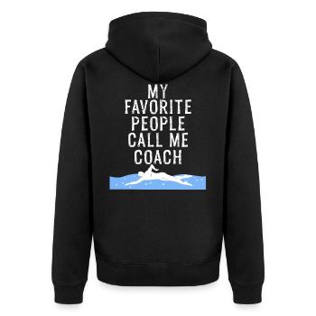 Schwimmlehrer Schwimmtrainer Geschenk Schwimmer - Unisex Premium Bio Zip Hoodie - Schwarz - Hinten - Nico (187cm)
