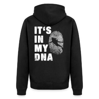 Its in my DNA Tauchen stolzer Taucher Leidenschaft - Unisex Premium Bio Zip Hoodie - Schwarz - Hinten - Nico (187cm)