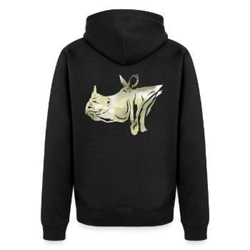 Nashorn - Unisex Premium Bio Zip Hoodie - Schwarz - Hinten - Nico (187cm)