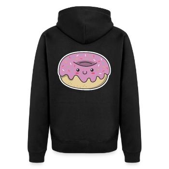Donut kawaii cadeau glaçage visage mignon - Veste à capuche bio Premium Unisexe - noir - Dos - Nico (187cm)