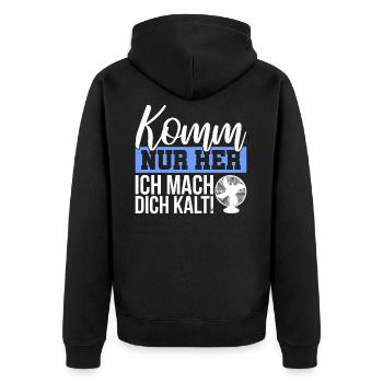 Lustiges Sommer Hitze Ventilator Geschenk - Unisex Premium Bio Zip Hoodie - Schwarz - Hinten - Nico (187cm)