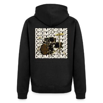 Schlagzeug - Unisex Premium Bio Zip Hoodie - Schwarz - Hinten - Nico (187cm)
