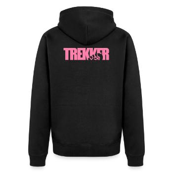 Trekkerin Trekker Wanderin Trekking Mama - Unisex Premium Bio Zip Hoodie - Schwarz - Hinten - Nico (187cm)