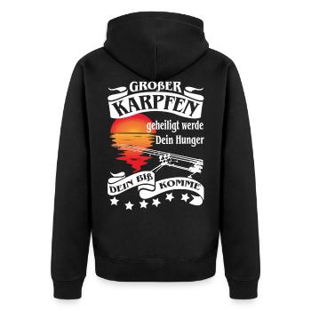 Großer Karpfen - Unisex Premium Bio Zip Hoodie - Schwarz - Hinten - Nico (187cm)