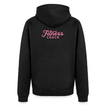 Gym Trainer Sport Coach Trainerin Fitnesstrainerin - Unisex Premium Bio Zip Hoodie - Schwarz - Hinten - Nico (187cm)