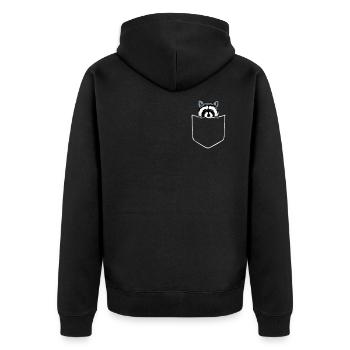 Raccoon in breast pocket Bear in bag Gift - Unisex Premium Organic Zip Hoodie - black - Back - Nico (187cm)