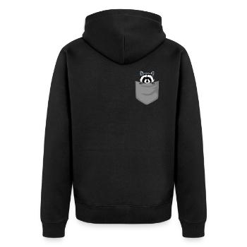 Raccoon in chest pocket Bear in pocket Gift - Unisex Premium Organic Zip Hoodie - black - Back - Nico (187cm)