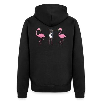 Flamingo Pingouin sur pilotis Cadeau drôle - Veste à capuche bio Premium Unisexe - noir - Dos - Nico (187cm)