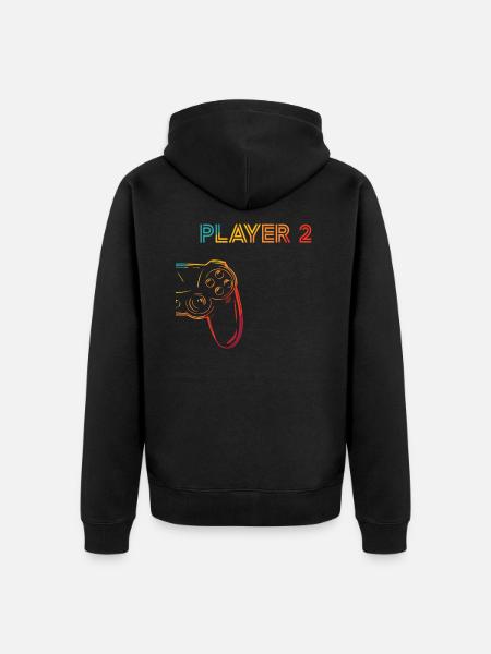 Gaming Player 2 Geschenkidee - Unisex Premium Bio Zip Hoodie - Schwarz