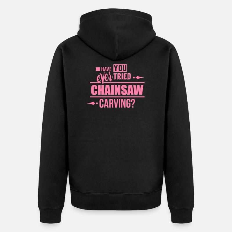 Kettensäge schnitzen - Unisex Premium Bio Zip Hoodie - Schwarz