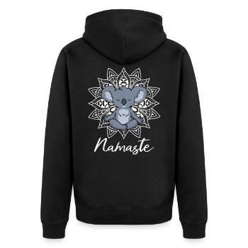 Koala Yoga Meditation Yogi Namaste Gift - Unisex Premium Organic Zip Hoodie - black - Back - Nico (187cm)