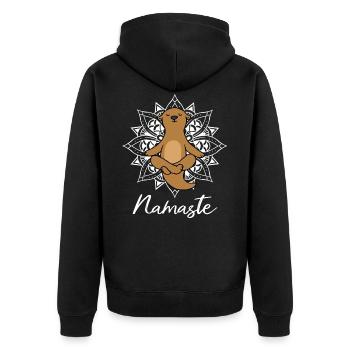 Otter Yoga Meditation Yogi Namaste Gift - Unisex Premium Organic Zip Hoodie - black - Back - Nico (187cm)