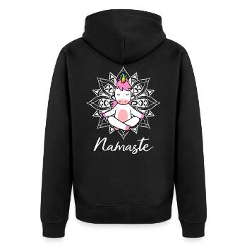 Unicorn Yoga Meditation Yogi Namaste Gift - Unisex Premium Organic Zip Hoodie - black - Back - Nico (187cm)