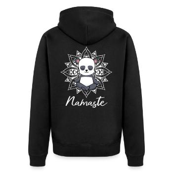 Panda Yoga Meditation Yogi Namaste Geschenk - Unisex Premium Bio Zip Hoodie - Schwarz - Hinten - Nico (187cm)