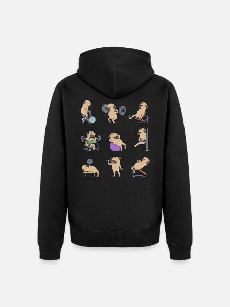 Mops Workout Fitness Gym Lustiges Mops Geschenk - Ekologisk premiumluvjack unisex - svart