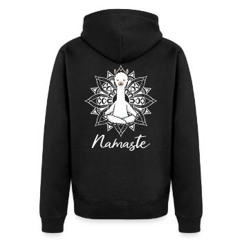 Alpaca Yoga Meditation Yogi Namaste Gift - Unisex Premium Organic Zip Hoodie - black - Back - Nico (187cm)