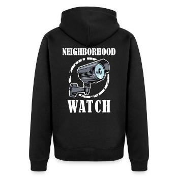 Montre de quartier cadeau de voisin drôle - Veste à capuche bio Premium Unisexe - noir - Dos - Nico (187cm)