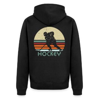 Eishockey retro vintage - Unisex Premium Bio Zip Hoodie - Schwarz - Hinten - Nico (187cm)
