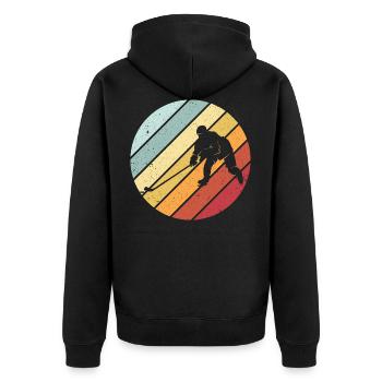Eishockey retro vintage - Unisex Premium Bio Zip Hoodie - Schwarz - Hinten - Nico (187cm)