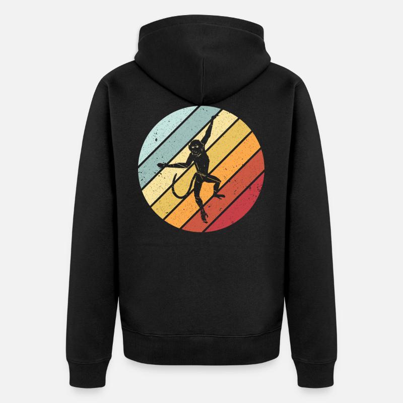 Affe retro - Unisex Premium Bio Zip Hoodie - Schwarz