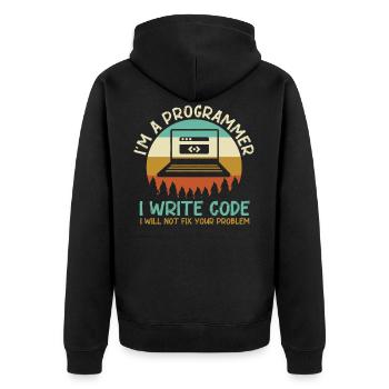 Programmer Code Coding - Unisex Premium Organic Zip Hoodie - black - Back - Nico (187cm)