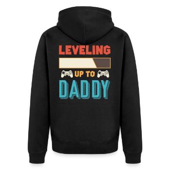 Niveau supérieur papa papa papa - Veste à capuche bio Premium Unisexe - noir - Dos - Nico (187cm)