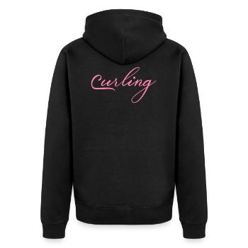 curling - Unisex Premium Organic Zip Hoodie - black - Back - Nico (187cm)