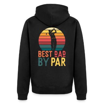 Best Dad By Par Vater Golf Spruch - Unisex Premium Bio Zip Hoodie - Schwarz - Hinten - Nico (187cm)