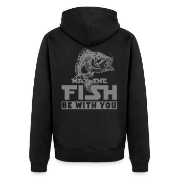 Fish fishing - Unisex Premium Organic Zip Hoodie - black - Back - Nico (187cm)