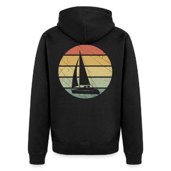 Segeln Schiff - Unisex Premium Bio Zip Hoodie - Schwarz - Hinten - Nico (187cm)