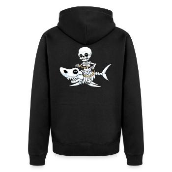 Requin Halloween os squelette cadeau drôle - Veste à capuche bio Premium Unisexe - noir - Dos - Nico (187cm)