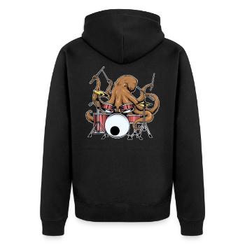 Octopus Drummer Funny Drummer Band Gift - Unisex Premium Organic Zip Hoodie - black - Back - Nico (187cm)