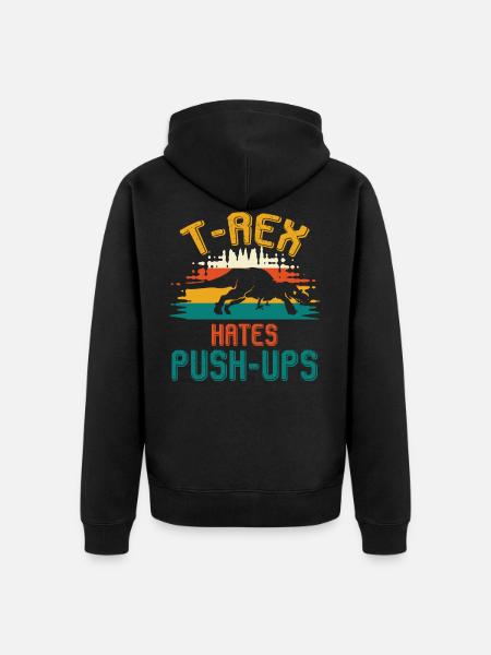 T-Rex dinosaur Dino pushups - Unisex Premium Organic Zip Hoodie - black
