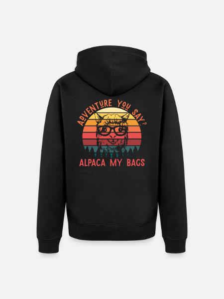 Alpaca adventure - Unisex Premium Organic Zip Hoodie - black