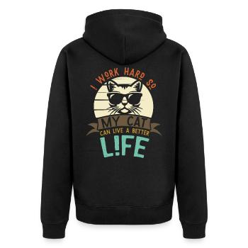 Chat cool animal - Veste à capuche bio Premium Unisexe - noir - Dos - Nico (187cm)