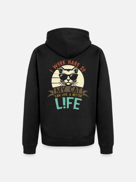 Cool cat pet - Unisex Premium Organic Zip Hoodie - black