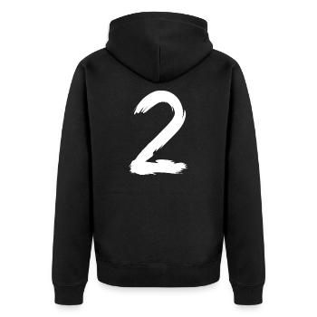 Zahl 2 Bürste - Unisex Premium Bio Zip Hoodie - Schwarz - Hinten - Nico (187cm)