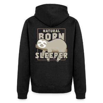 Faultier Schlafen Nickerchen - Unisex Premium Bio Zip Hoodie - Schwarz - Hinten - Nico (187cm)