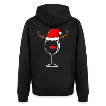 Weinglas Rentier Weihnachten - Unisex Premium Bio Zip Hoodie - Schwarz - Hinten - Nico (187cm)