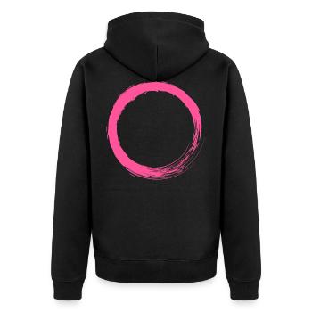 Rosa Kreis Kreisform anpassbar - Unisex Premium Bio Zip Hoodie - Schwarz - Hinten - Nico (187cm)